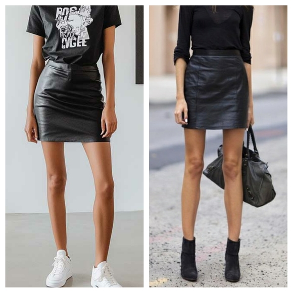 Vintage 80's WILSONS Genuine Leather BlackMini Skirt - Picture 1 of 10